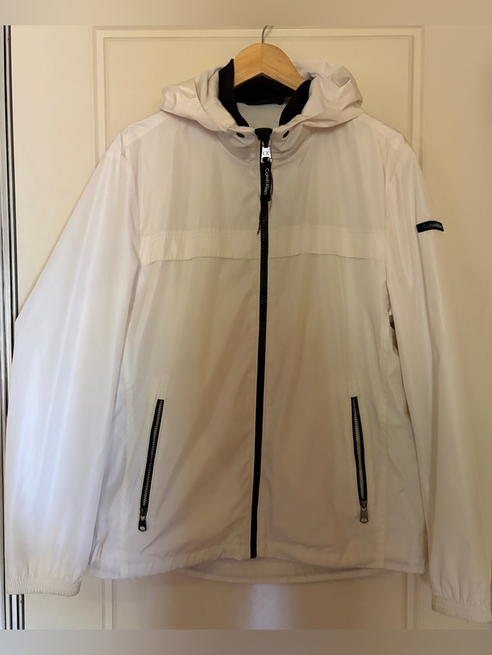 CK White Hooded Windbreaker Jacket